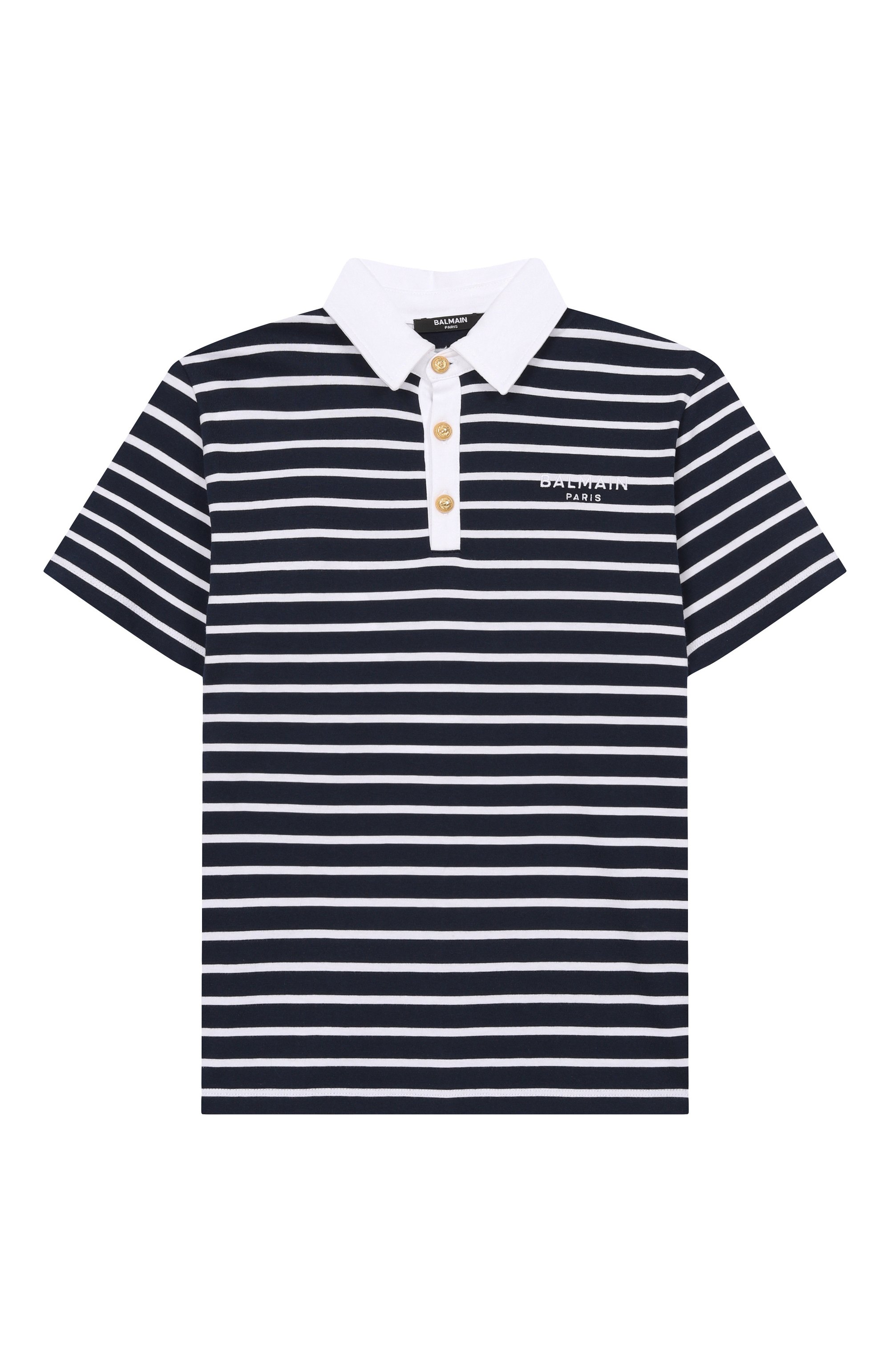 Хлопковое поло BALMAIN темно-синего цвета по цене 24700 руб., арт. BY8Q61, фото 1 Хлопковое поло BALMAIN, арт. BY8Q61, фото 1