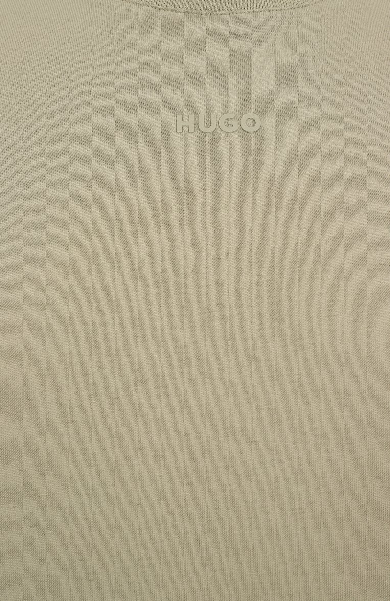 Мужская хлопковая футболка HUGO светло-зеленого цвета, арт. 50488330 | Фото 6 (Материал внешний: Хлопок; Длина (для топов): Стандартные; Рукава: Короткие; Принт: Без принта; Стили: Кэжуэл; Мужское Кросс-КТ: Футболка-одежда; Кросс-КТ: Джерси)