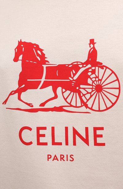 Хлопковая футболка CELINE бежевого цвета по цене 42400 руб., арт. 2X575671Q, фото 5 Хлопковая футболка CELINE, арт. 2X575671Q, фото 5