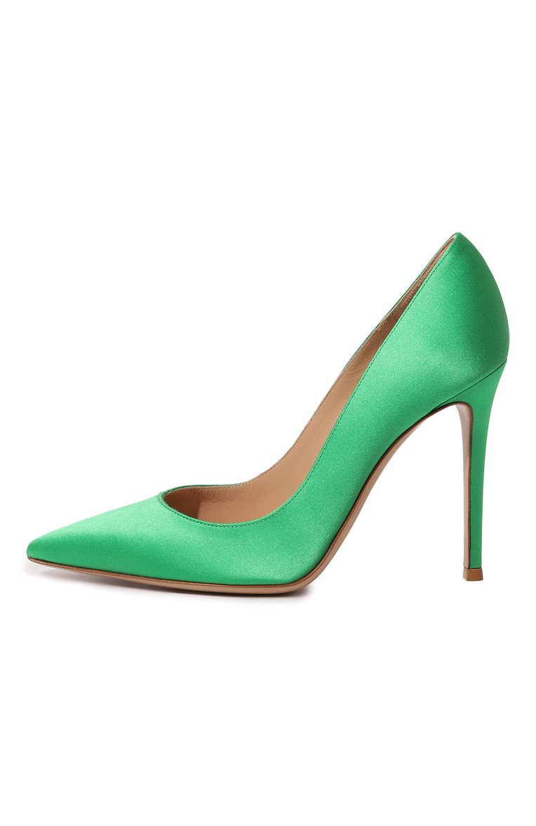 Женские текстильные туфли gianvito 105 GIANVITO ROSSI зеленого цвета, арт. G28470.15RIC.RASGREE | Фото 4 (Материал внутренний: Натуральная кожа; Каблук высота: Высокий; Материал внешний: Текстиль; Подошва: Плоская; Каблук тип: Шпилька)
