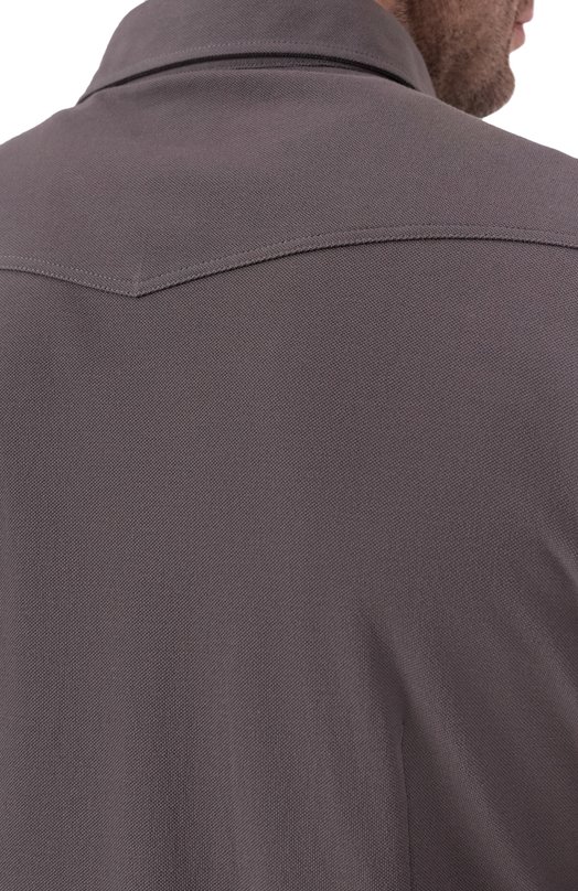 Хлопковая рубашка Brunello Cucinelli ME8546666 Серый  ME8546666 Фото 5