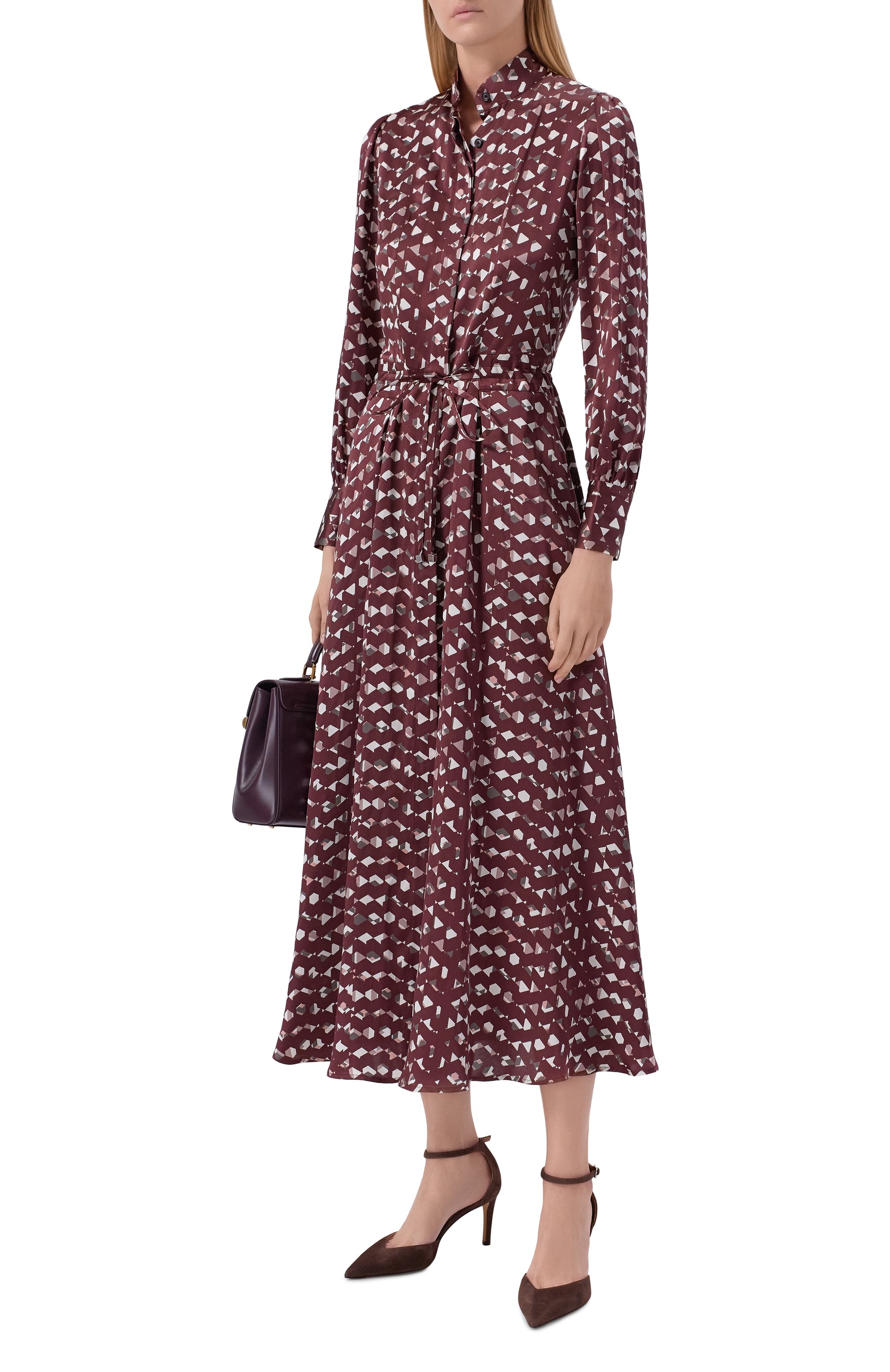 Шелковое платье KITON бордового цвета по цене 318500 руб., арт. D52302K0583I, фото 2 Шелковое платье KITON, арт. D52302K0583I, фото 2