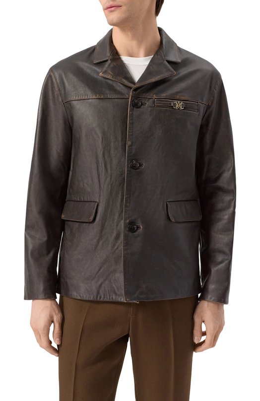 Кожаная куртка Amiri AMLTJT1004 Коричневый  AMLTJT1004 Фото 3