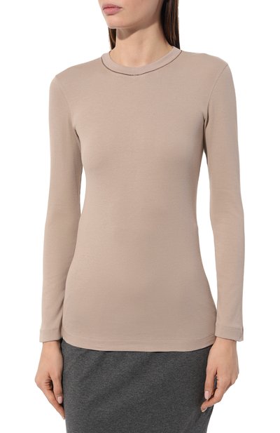 Хлопковый лонгслив BRUNELLO CUCINELLI белого цвета по цене 59700 руб., арт. MPTC8BJ300, фото 3 Хлопковый лонгслив BRUNELLO CUCINELLI, арт. MPTC8BJ300, фото 3