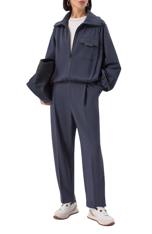 Хлопковые брюки Brunello Cucinelli MP827SN799 Синий  MP827SN799 Фото 2