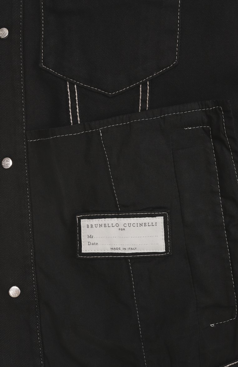 Мужская джинсовая куртка BRUNELLO CUCINELLI черного цвета, арт. M277P6910 | Фото 7 (Рукава: Длинные; Длина (верхняя одежда): Короткие; Материал внешний: Хлопок, Деним; Кросс-КТ: Деним, Легкие; Стили: Кэжуэл)
