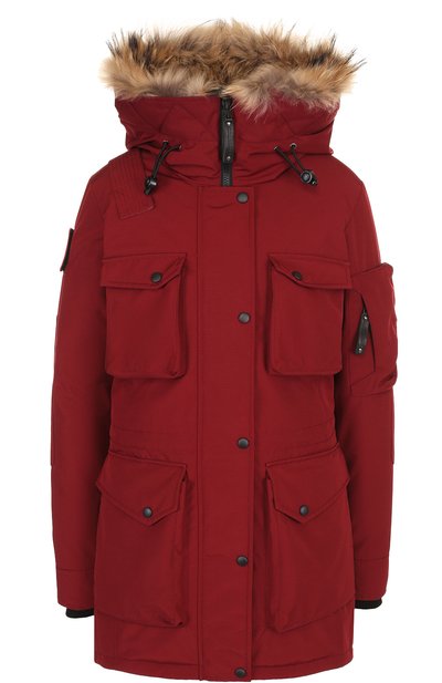 Женский пуховик с накладными карманами и меховой отделкой ARCTIC EXPLORER, арт. UMI_WINE