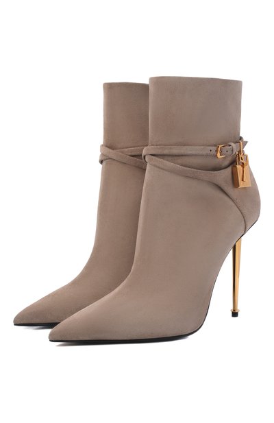 Замшевые ботильоны TOM FORD бежевого цвета по цене 184500 руб., арт. W2959T-LCL071, фото 1 Замшевые ботильоны TOM FORD, арт. W2959T-LCL071, фото 1