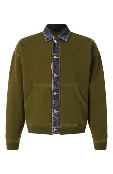 Мужской хлопковая толстовка DSQUARED2 хаки цвета, арт. S74HG0169/S25030 | Фото 1 (Материал внешний: Хлопок; Материал сплава: Проставлено; Длина (для топов): Стандартные; Рукава: Длинные; Драгоценные камни: Проставлено)