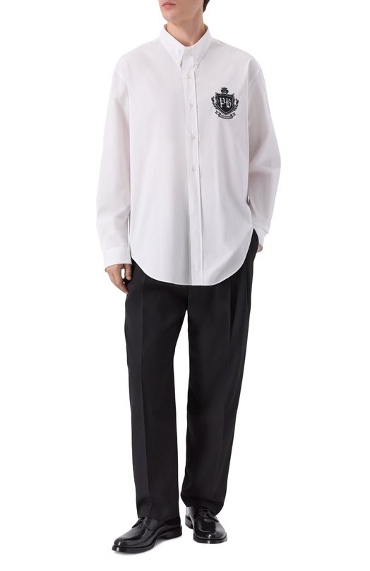 Хлопковая рубашка Balmain FH0HS496/CF43 Белый  FH0HS496/CF43 Фото 2