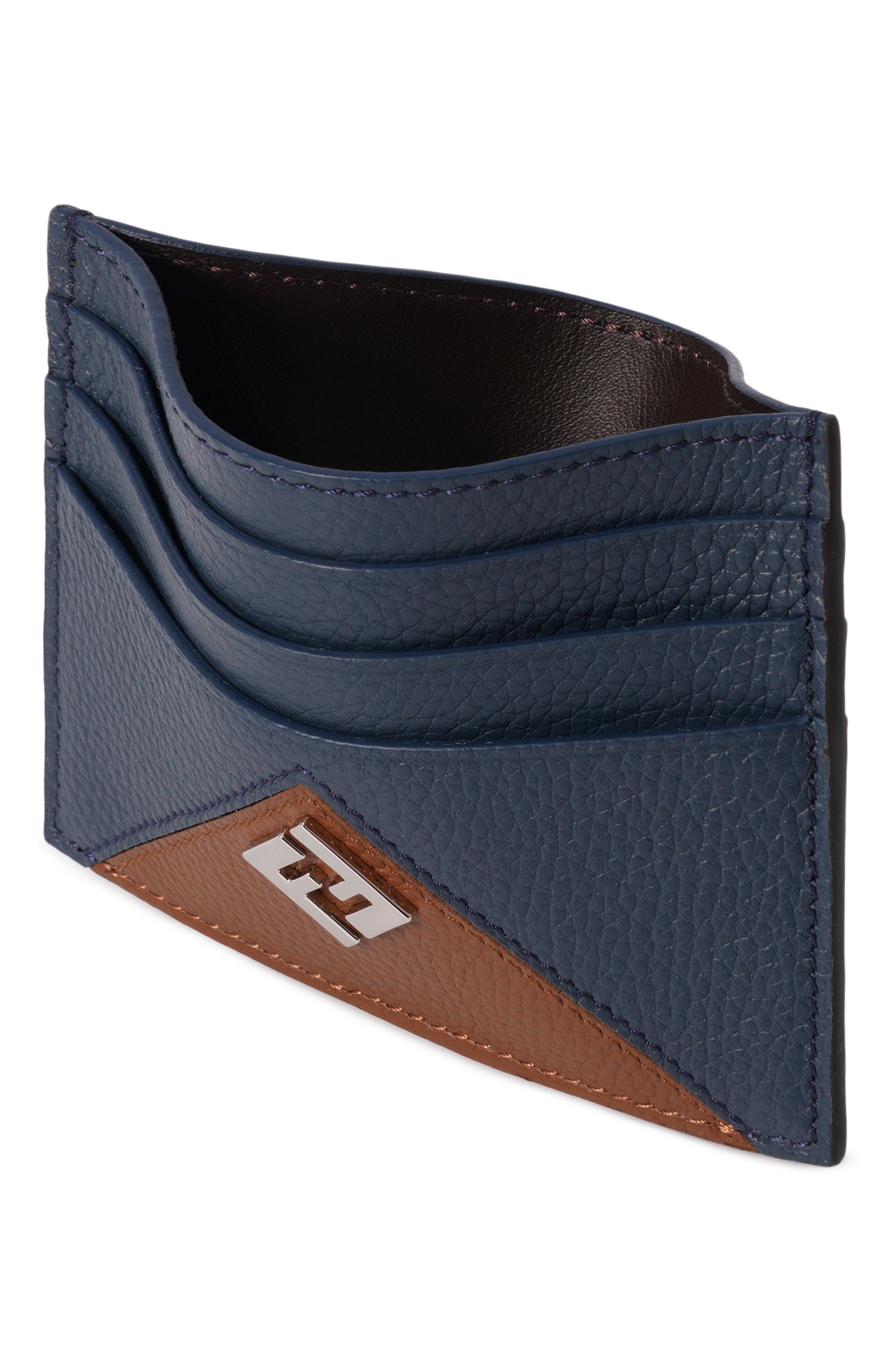 Кожаный футляр для кредитных карт FENDI темно-синего цвета по цене 51350 руб., арт. 7M0164/B09X, фото 3 Кожаный футляр для кредитных карт FENDI, арт. 7M0164/B09X, фото 3