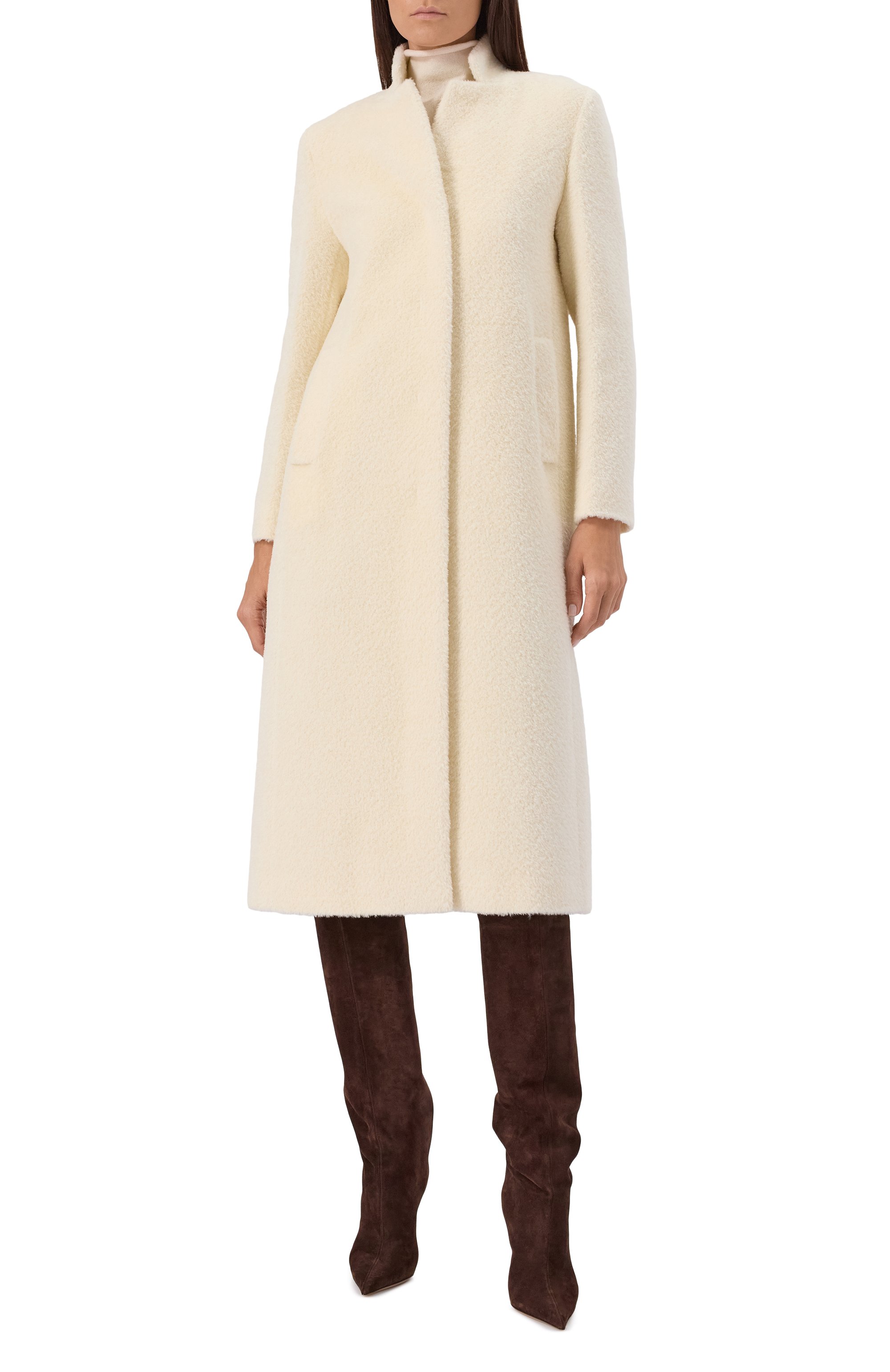 Шерстяное пальто CINZIA ROCCA кремового цвета по цене 109500 руб., арт. UR02001/C1, фото 3 Шерстяное пальто CINZIA ROCCA, арт. UR02001/C1, фото 3