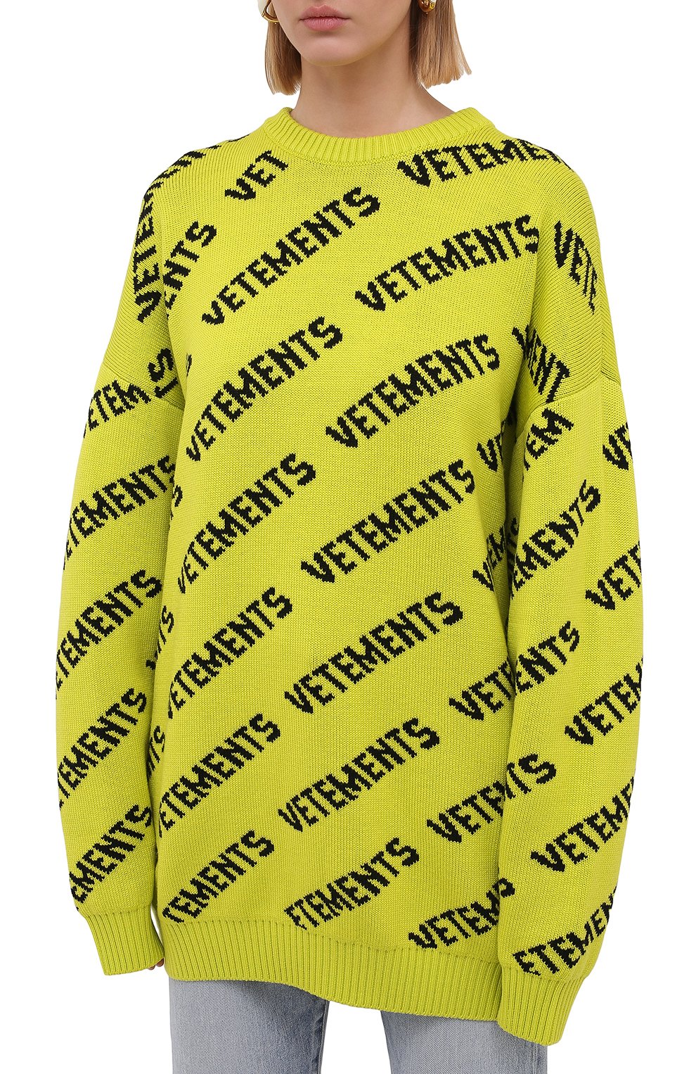 Шерстяной свитер VETEMENTS зеленого цвета по цене 96550 руб., арт. UA52KN600Y 2901/W, фото 3 Шерстяной свитер VETEMENTS, арт. UA52KN600Y 2901/W, фото 3