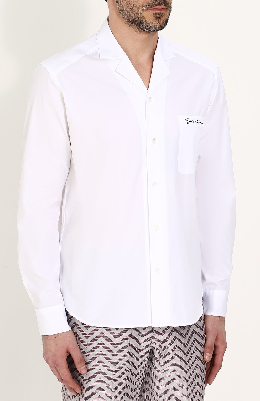 Хлопковая рубашка с отложным воротником GIORGIO ARMANI, арт. WSCVTT/WS27C, фото 3