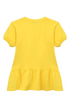 Детское хлопковое платье MOSCHINO желтого цвета, арт. HDV0CQ/LBA10/10-14 | Фото 2 (Рукава: Короткие; Девочки Кросс-КТ: Платье-одежда; Случай: Повседневный; Материал внешний: Хлопок; Ростовка одежда: 10 - 11 лет | 140 - 146см, 12 лет | 152 см)