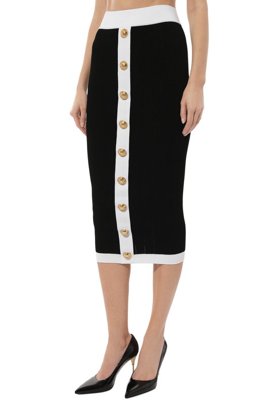 Юбка из вискозы Balmain BF1LD066/KF01 Чёрно-белый  BF1LD066/KF01 Фото 3