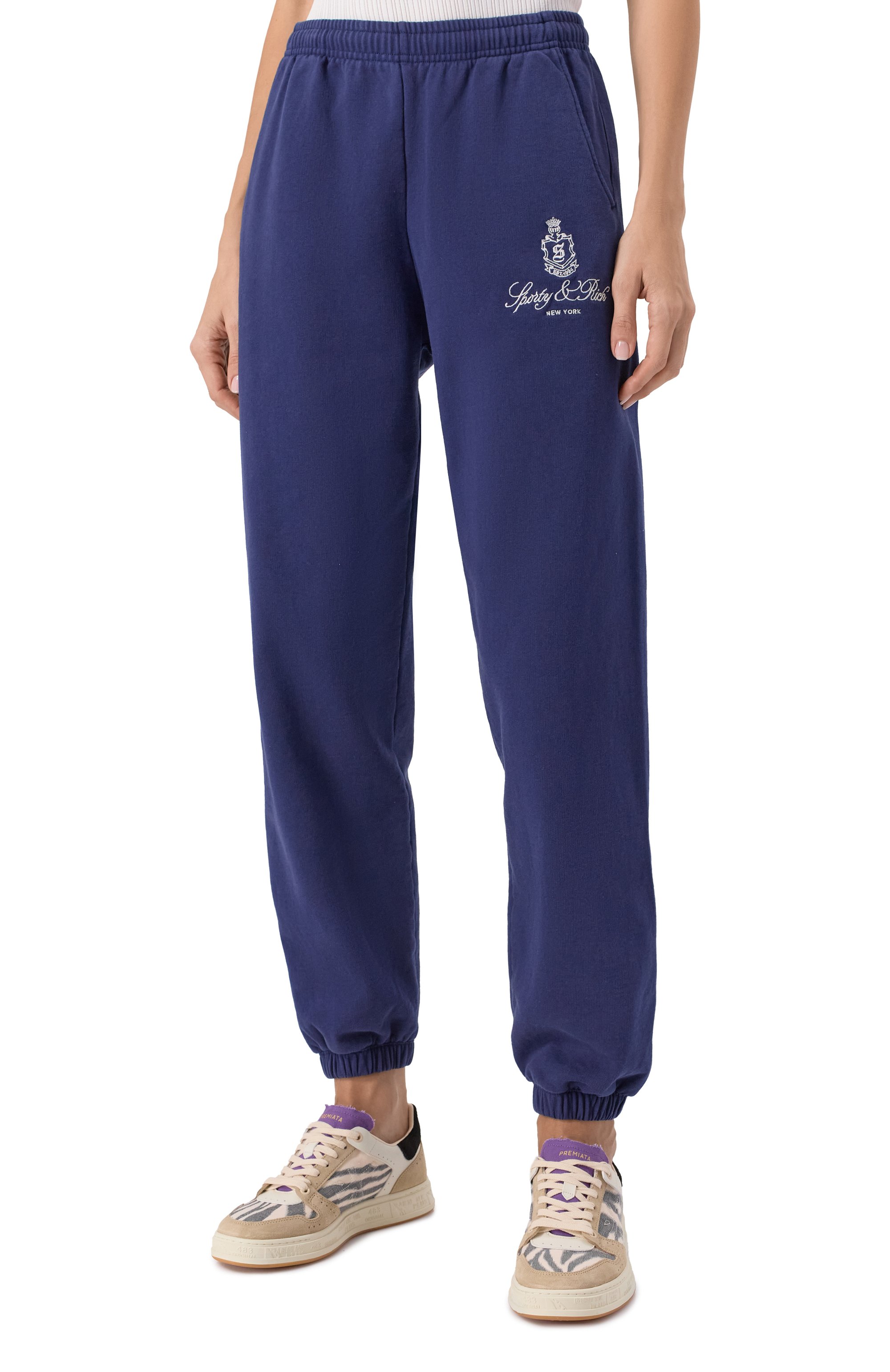 Хлопковые джоггеры SPORTY AND RICH, арт. PA036606231BL106, фото 7