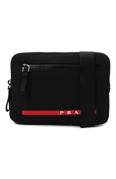 Мужская сумка PRADA черного цвета, арт. 2VL036-2DUG-F0002-OOO | Фото 6 (Ремень/цепочка: На ремешке; Материал: Текстиль; Размер: mini; Материал сплава: Проставлено; Драгоценные камни: Проставлено)