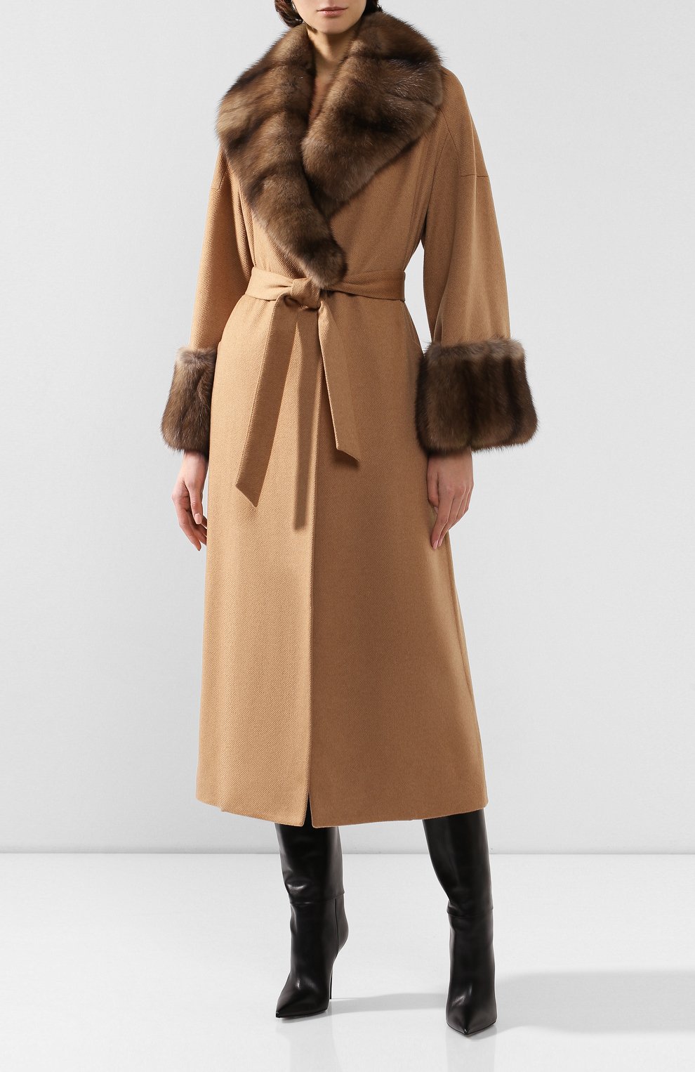 Пальто с меховой отделкой KITON, арт. D48613K02403, фото 3