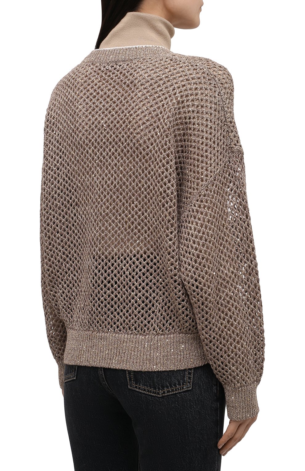 Свитер изо льна и хлопка BRUNELLO CUCINELLI, арт. MAJ585202, фото 4