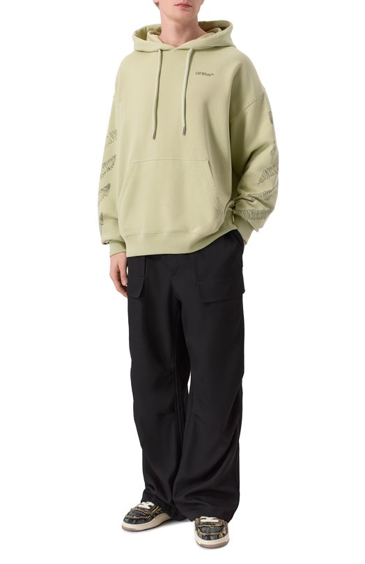 Хлопковое худи Off-White 0MBB085F25FLE00R Зелёный  0MBB085F25FLE00R Фото 2