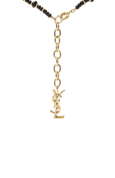 Колье SAINT LAURENT черного цвета по цене 249500 руб., арт. 834733/Y15BR 2073, фото 4 Колье SAINT LAURENT, арт. 834733/Y15BR 2073, фото 4