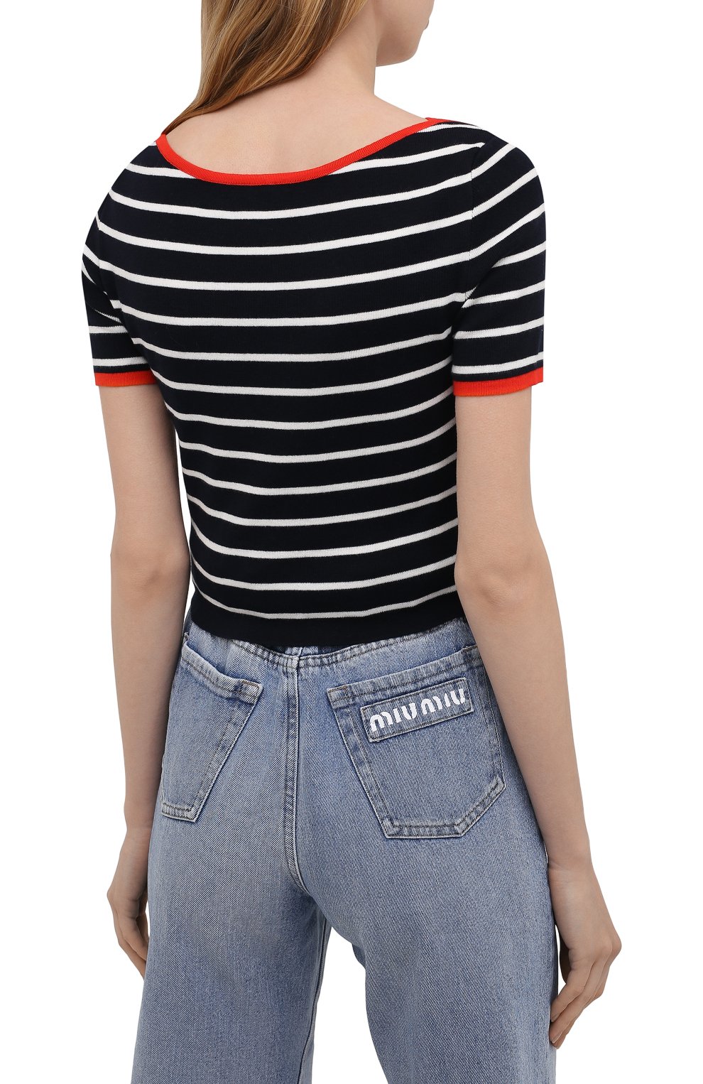 Хлопковый пуловер MIU MIU, арт. MML467-1Y6F-F0008, фото 4