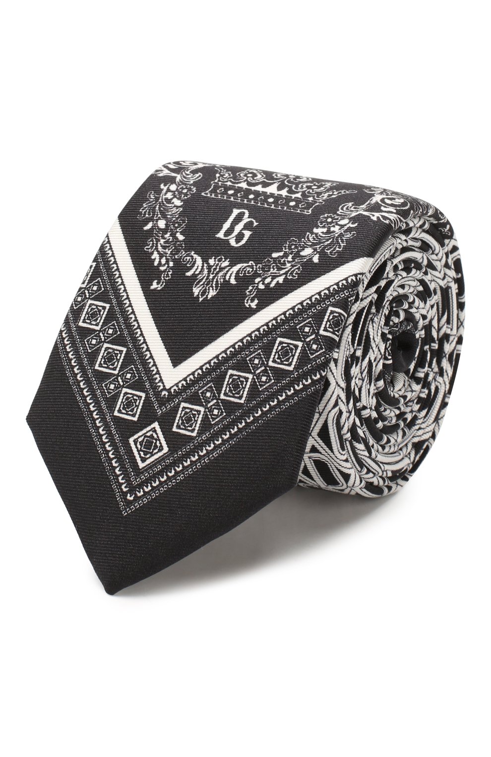 Шелковый галстук DOLCE & GABBANA черно-белого цвета по цене 23450 руб., арт. GT149E/G0WLM, фото 1 Шелковый галстук DOLCE & GABBANA, арт. GT149E/G0WLM, фото 1
