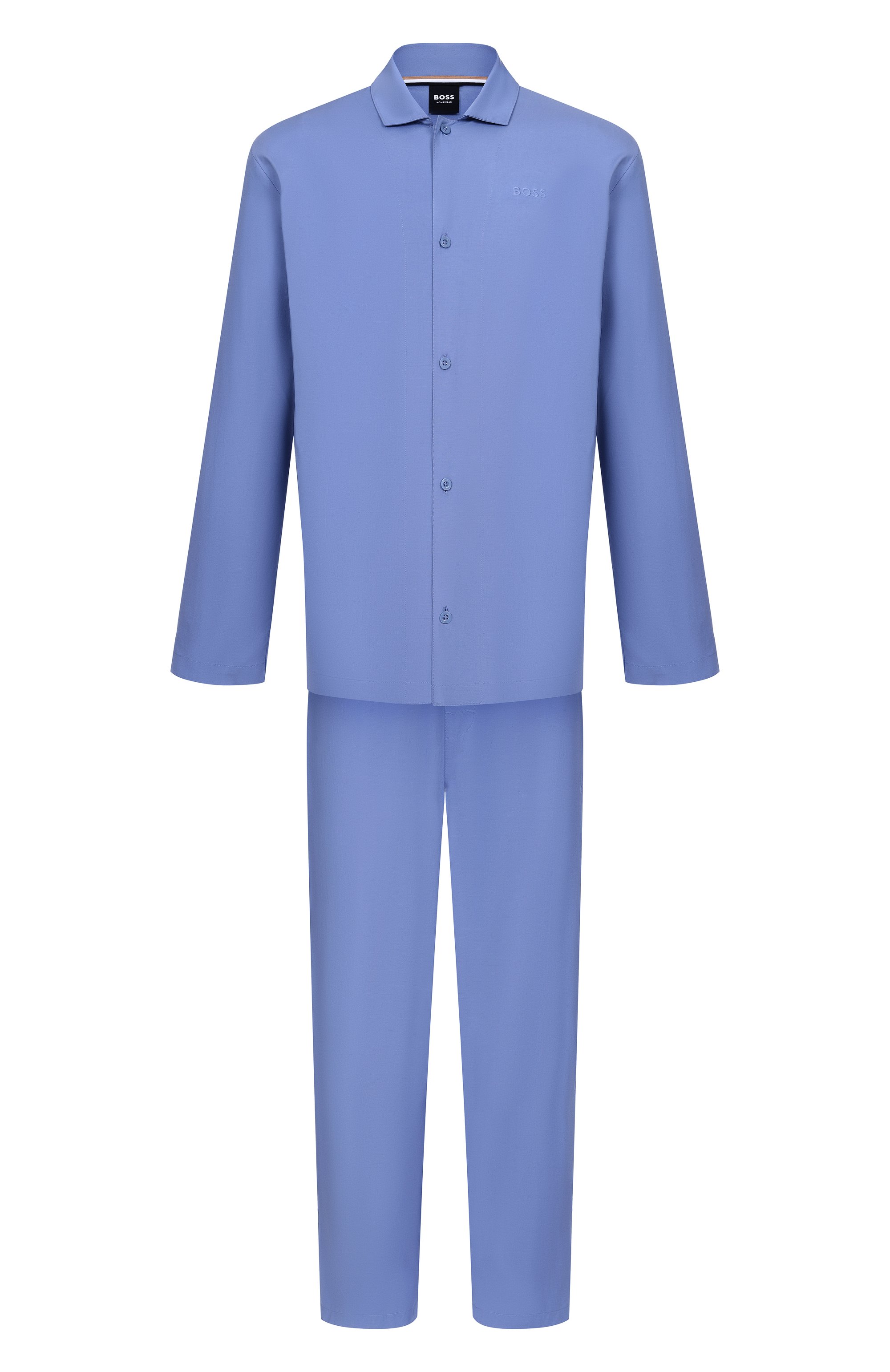 Пижама из вискозы и хлопка BOSS синего цвета по цене 17950 руб., арт. 50535788, фото 1 Пижама из вискозы и хлопка BOSS, арт. 50535788, фото 1