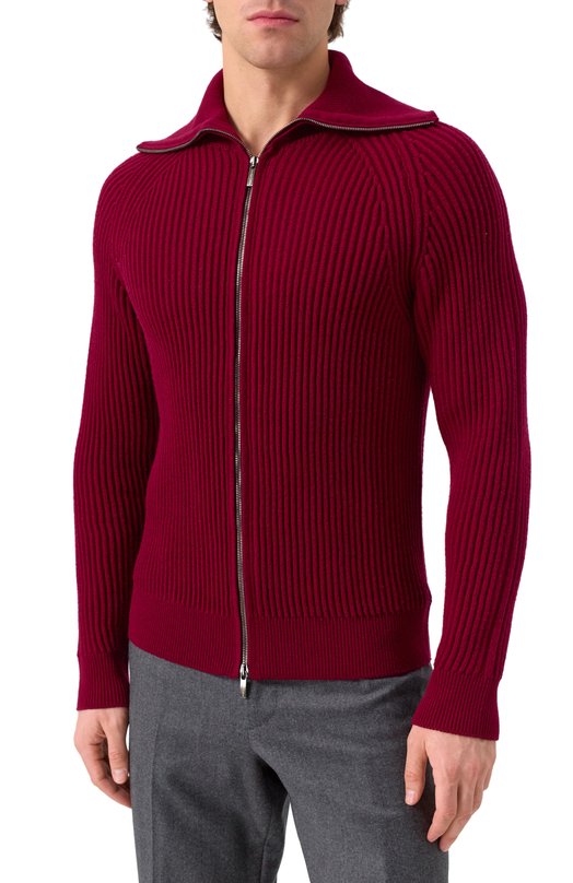 Шерстяной кардиган Slowear 810155 ZN244 Бордовый  810155 ZN244 Фото 3