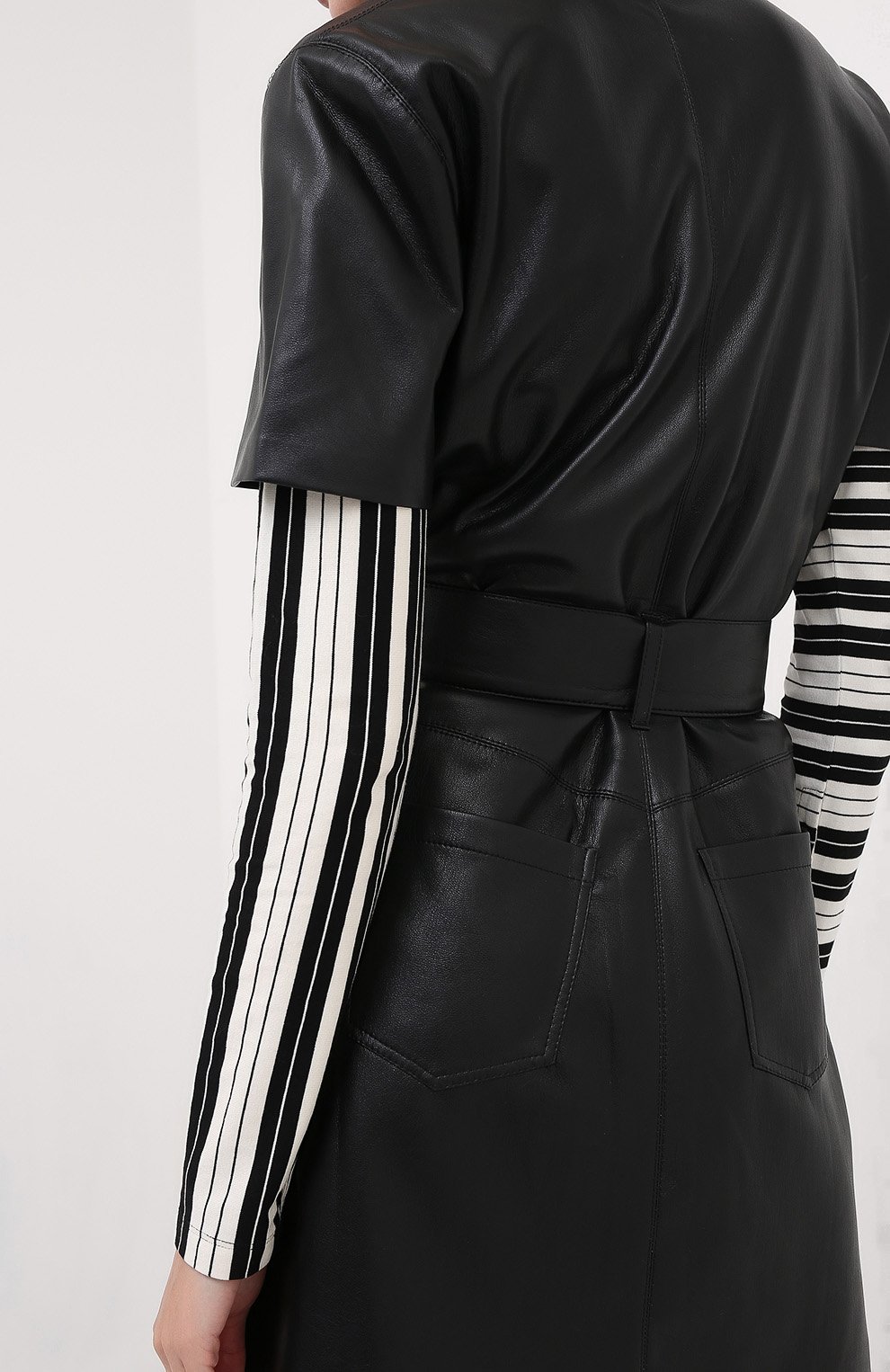 Платье с поясом NANUSHKA, арт. HALLI_BLACK_VEGAN LEATHER, фото 4