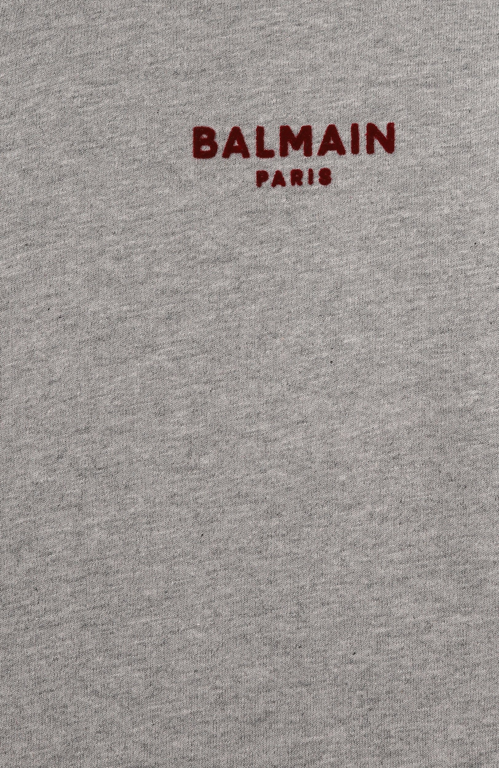 Хлопковый лонгслив BALMAIN серого цвета по цене 21100 руб., арт. BZ8I30, фото 3 Хлопковый лонгслив BALMAIN, арт. BZ8I30, фото 3