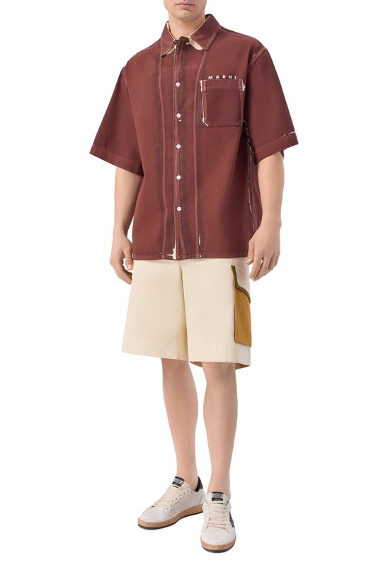 Хлопковые шорты Marni PUMU0331QX/UTC567 Кремовый  PUMU0331QX/UTC567 Фото 2