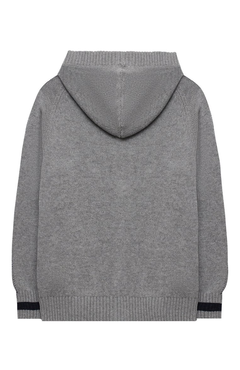 Детский кашемировый кардиган с капюшоном FENDI серого цвета, арт. JUG006/A8LH/3A-6A | Фото 2 (Материал внешний: Кашемир, Шерсть; Рукава: Длинные; Девочки Кросс-КТ: Кардиган-одежда; Региональные ограничения белый список (Axapta Mercury): RU; Драгоценные камни: Проставлено; Материал сплава: Проставлено; Ростовка одежда: 4 года | 104 см)