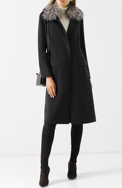 Однотонное пальто прямого кроя с мехом MICHAEL MICHAEL KORS, арт. MF72HRK787, фото 2