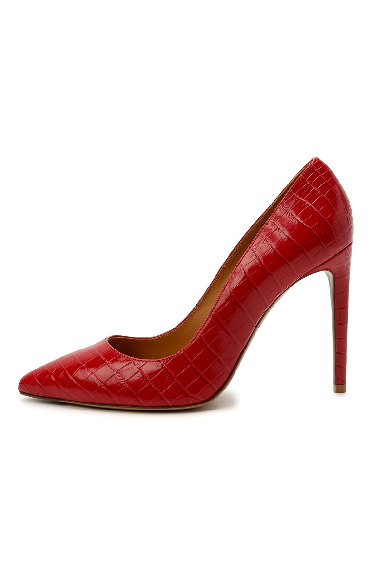 Женские туфли из кожи крокодила celia RALPH LAUREN красного цвета, арт. 807844070/CNIL | Фото 3 (Материал внутренний: Натуральная кожа; Материал внешний: Экзотическая кожа, Натуральная кожа; Подошва: Плоская; Каблук высота: Высокий; Каблук тип: Шпилька; Материал сплава: Проставлено; Драгоценные камни: Проставлено)