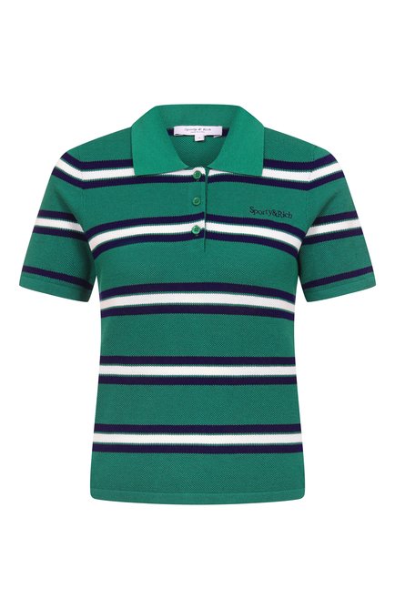 Женское поло из шелка и хлопка SPORTY AND RICH, арт. T0076621300GR50