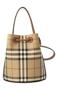 Женская сумка bucket mini BURBERRY бежевого цвета, арт. 8100486 | Фото 6 (Драгоценные камни: Проставлено; Ремень/цепочка: На ремешке; Материал: Текстиль, Экокожа; Размер: mini; Материал сплава: Проставлено)