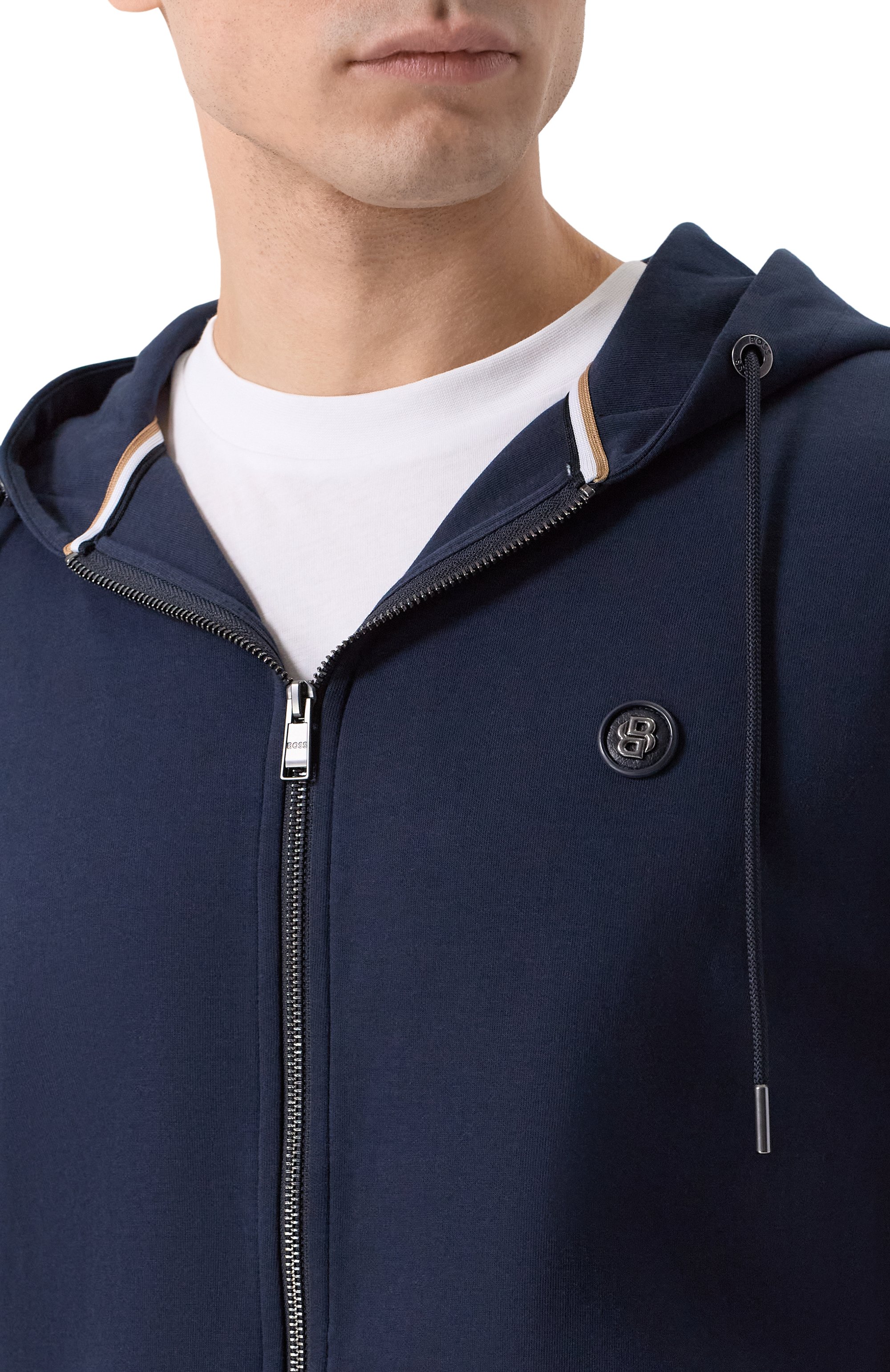 Хлопковая толстовка BOSS темно-синего цвета по цене 34950 руб., арт. 50555851, фото 5 Хлопковая толстовка BOSS, арт. 50555851, фото 5