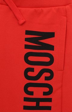 Детские хлопковые шорты MOSCHINO красного цвета, арт. HNQ007/LDA27/4A-8A | Фото 3 (Материал внешний: Хлопок; Случай: Повседневный; Материал сплава: Проставлено; Нос: Не проставлено)