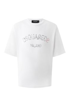 Мужская хлопковая футболка DSQUARED2 белого цвета, арт. S74GD1399/D20020 | Фото 1 (Рукава: 3/4; Длина (для топов): Стандартные; Драгоценные камни: Проставлено; Материал сплава: Проставлено; Стили: Кэжуэл; Принт: С принтом; Материал внешний: Хлопок; Мужское Кросс-КТ: Футболка-одежда; Кросс-КТ: Джерси)