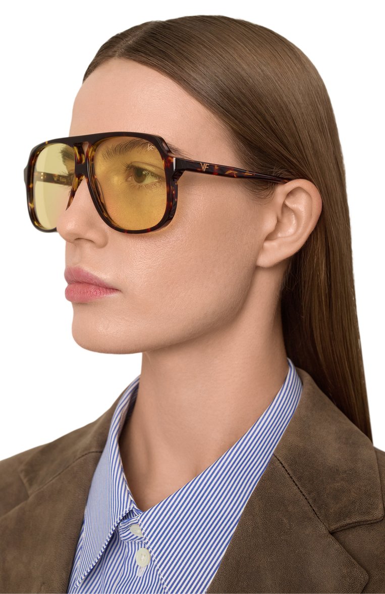 Женские солнцезащитные очки VINTAGE FRAMES желтого цвета, арт. KING SIZE BR0WN T0RT0ISE/YELL0W | Фото 2 (Нос: Не проставлено; Материал: Пластик; Региональные ограничения белый список (Axapta Mercury): Не проставлено; Тип очков: С/з; Кросс-КТ: С/з-унисекс; Очки форма: Авиаторы, Oversized; Оптика Гендер: оптика-унисекс)