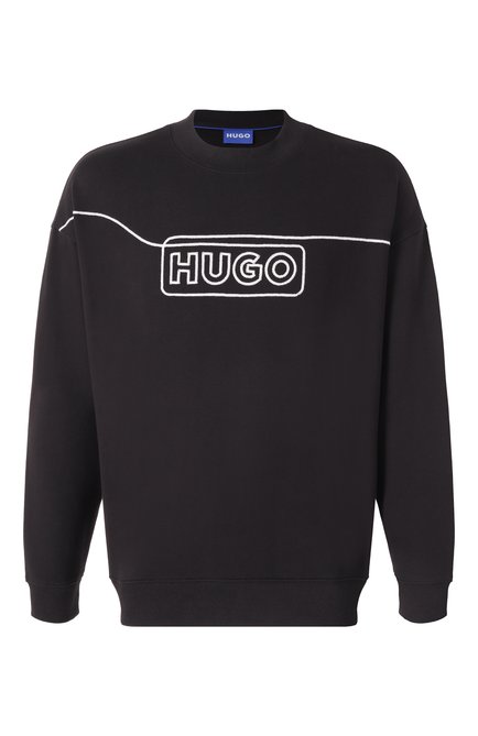 Мужской хлопковый свитшо�т HUGO BLUE черного цвета, арт. 50530335 | Фото 1 (Рукава: Длинные; Длина (для топов): Стандартные; Материал внешний: Хлопок; Драгоценные камни: Проставлено; Материал сплава: Проставлено)