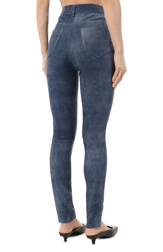 Замшевые брюки DROMe Голубой, фото 4