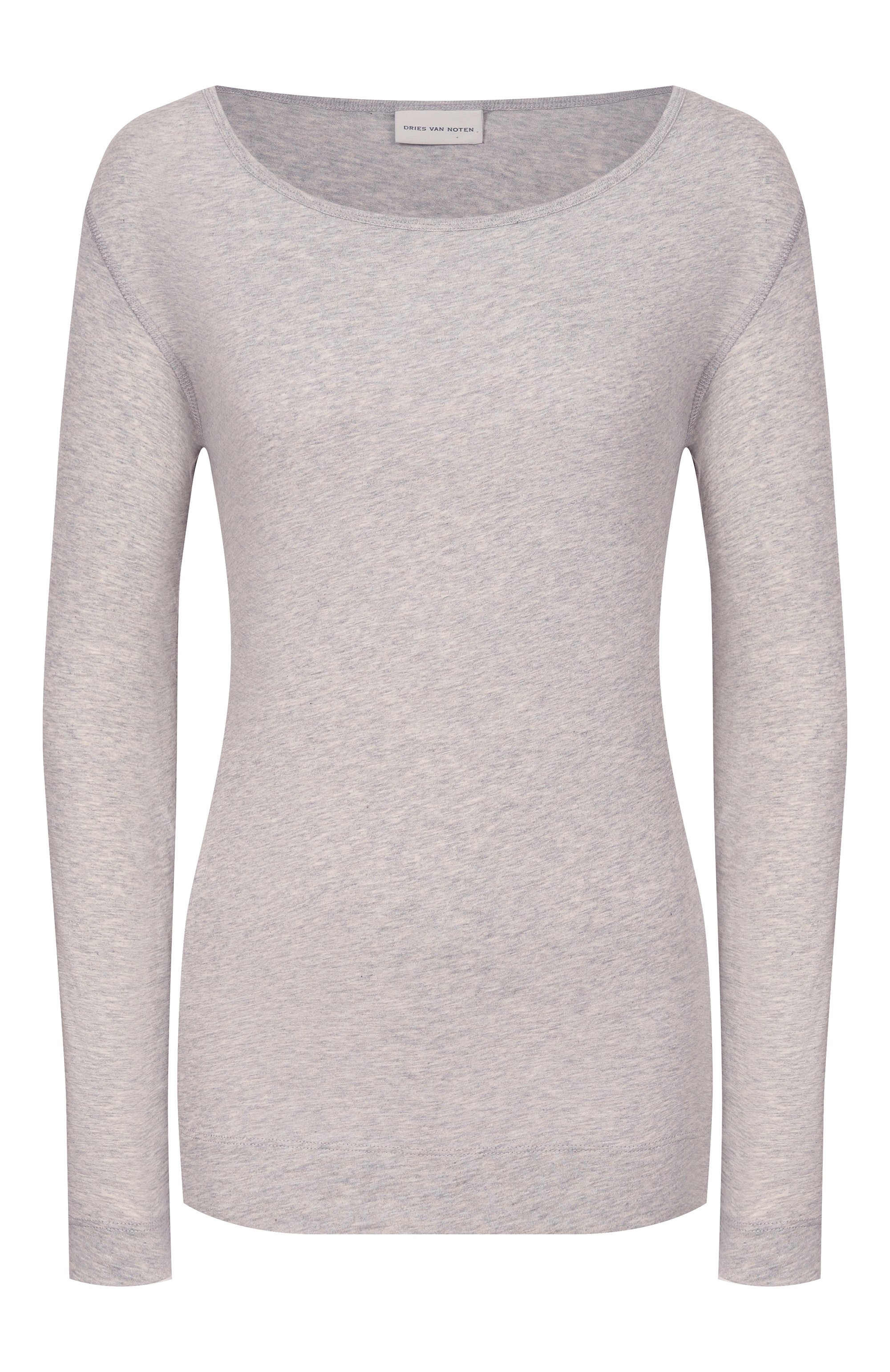 Хлопковый лонгслив DRIES VAN NOTEN серого цвета по цене 35900 руб., арт. 011132/3606, фото 1 Хлопковый лонгслив DRIES VAN NOTEN, арт. 011132/3606, фото 1
