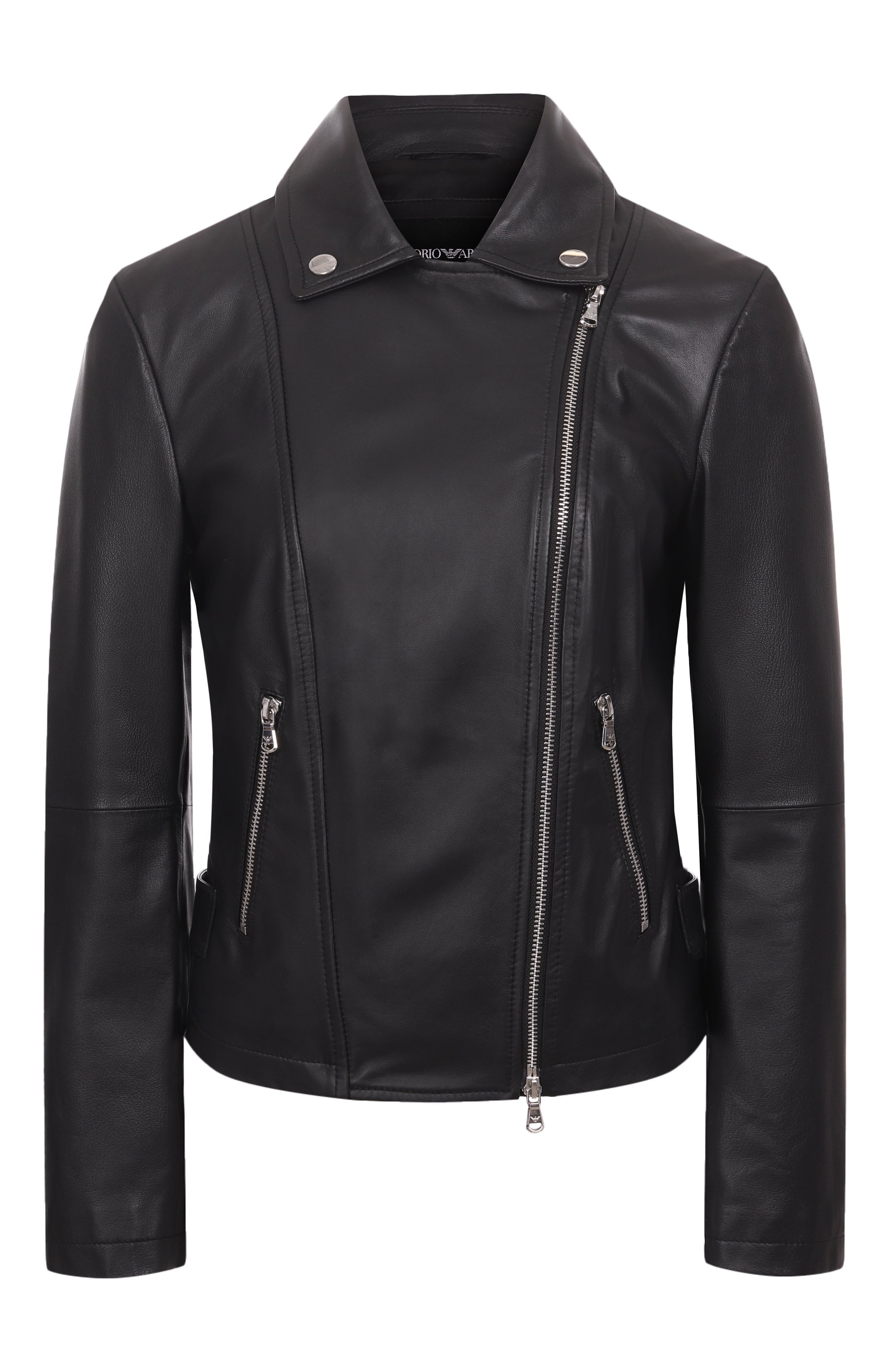 Кожаная куртка EMPORIO ARMANI черного цвета по цене 84900 руб., арт. 0NB60P/02P07, фото 1 Кожаная куртка EMPORIO ARMANI, арт. 0NB60P/02P07, фото 1