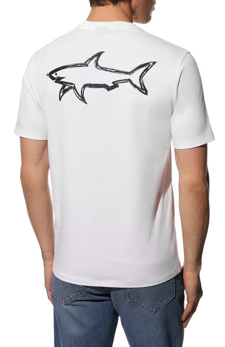 Мужская хлопковая футболка PAUL&SHARK белого цвета, арт. 22411130 | Фото 4 (Принт: С принтом; Длина (для топов): Стандартные; Материал внешний: Хлопок; Рукава: Короткие; Стили: Кэжуэл; Нос: Не проставлено; Мужское Кросс-КТ: Футболка-одежда; Кросс-КТ: Джерси; Автоматизация ТО: Проставлено; Автоматизация состава: Проставлено)