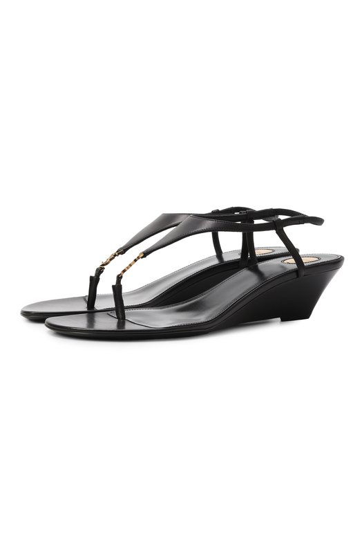 Кожаные босоножки Cassandra Saint Laurent 825275/AADF1 Чёрный 825275/AADF1