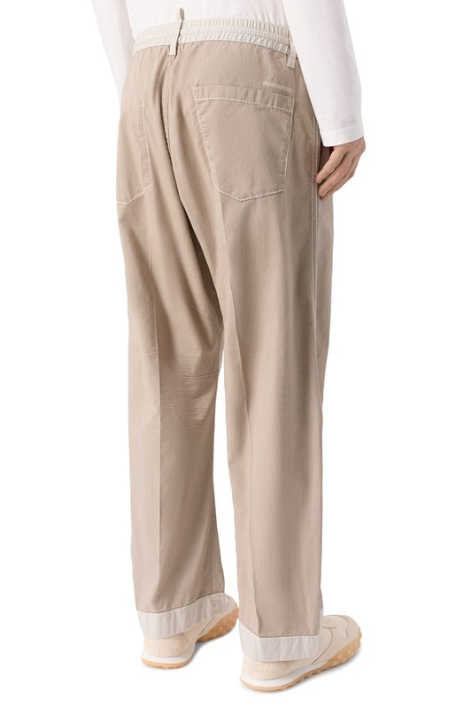 Хлопковые брюки Dsquared2 S74KB1101/S35175 Бежевый  S74KB1101/S35175 Фото 4