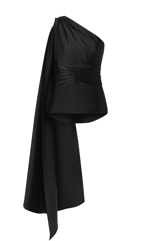 

Приталенный топ с открытым плечом и оборкой Brandon Maxwell, Чёрный